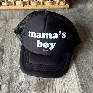 Mama's Boy Black Kids Trucker Hat by Bubu